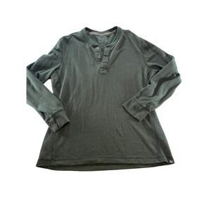 Eddie Bauer Mens T XL Long Sleeve Henley Shirt Green Outdoor Cotton Blend